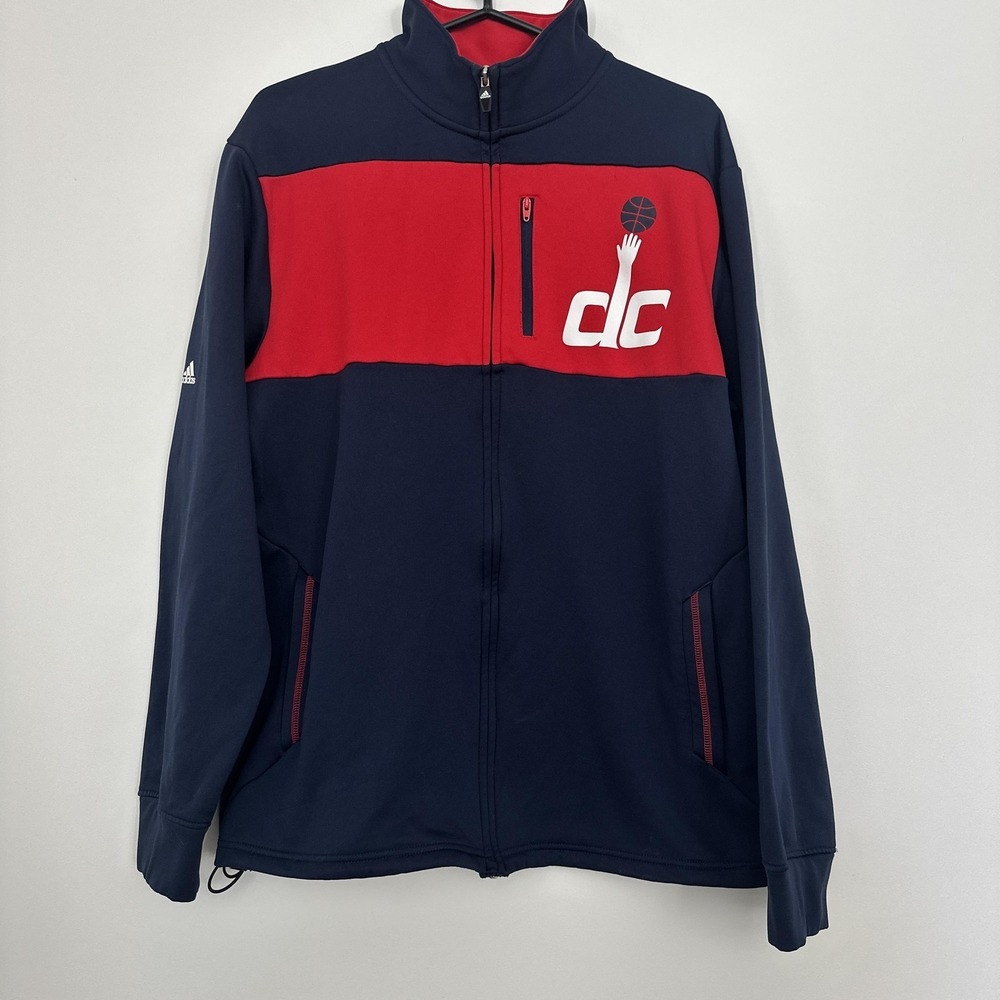Washington Wizards Jacket Mens Large Blue NBA Basketball ClimaWarm Adidas Zip‎